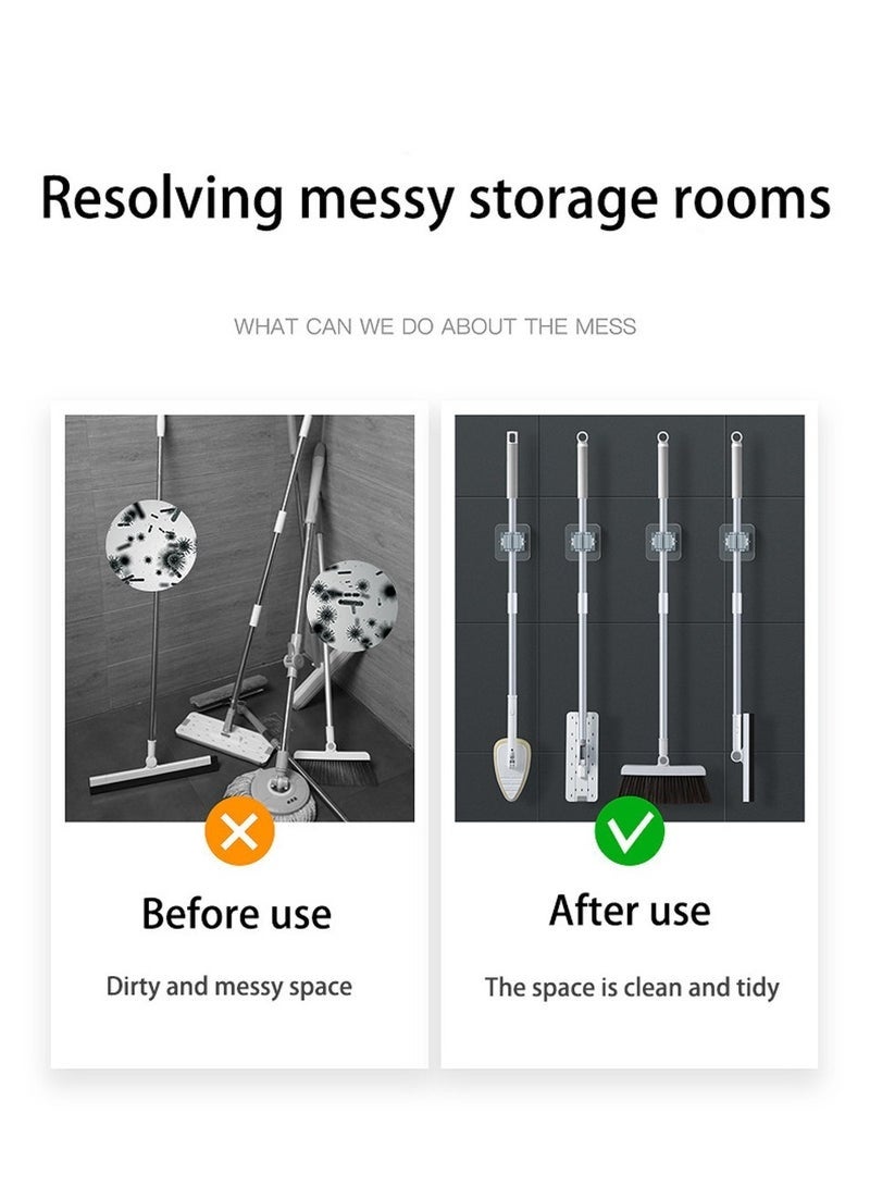 كيلا حامل ممسحة مثبت على الحائط، عبوة من 6 قطع، تركيب بدون حفر، لاصق عالي التحمل للمماسح والمكانس وأدوات التنظيف، مثالي للمطبخ والحمام - Image 2