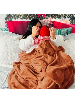 Bedsure Bedsure Burnt Orange Throw Blankets Fleece Blanket Throw Blanket Mango - 300GSM Soft Lightweight Plush Cozy Blankets for Bed, Sofa, Couch, Travel, Camping  - Image 5