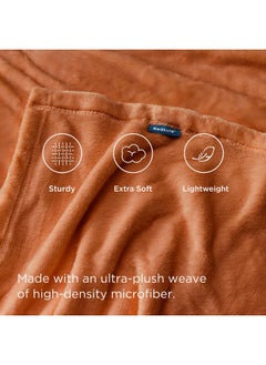 Bedsure Bedsure Burnt Orange Throw Blankets Fleece Blanket Throw Blanket Mango - 300GSM Soft Lightweight Plush Cozy Blankets for Bed, Sofa, Couch, Travel, Camping  - Image 3
