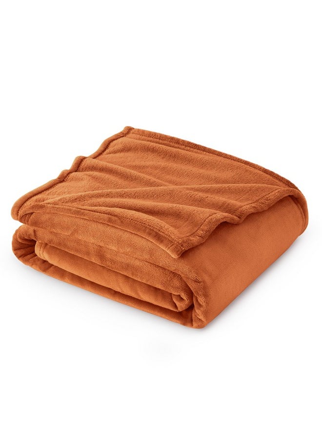 بيد شور بطانية Bedsure Burnt Orange Throw بطانية من الصوف بطانية مانجو - 300 جرام لكل متر مربع ناعمة وخفيفة الوزن ومريحة للسرير والأريكة والسفر والتخييم  - Image 1
