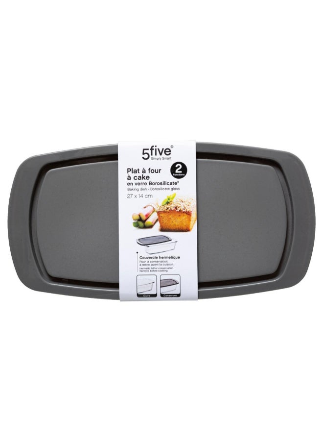 Five Simply Smart KeepEat Borosilicate Glass Baking Dish with Lid Clear and Grey 27 x 14 cm 151117 - Image 3