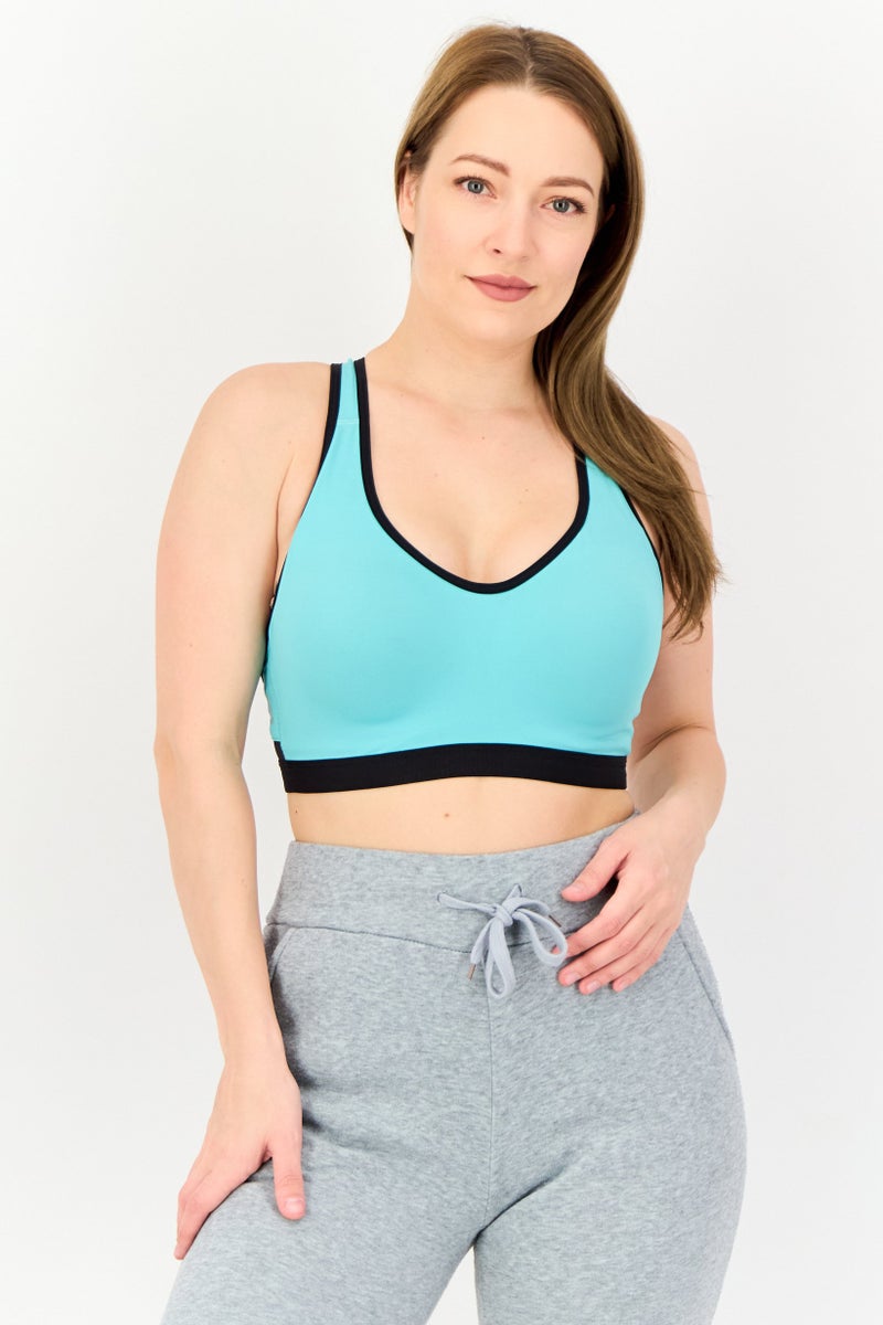 Reebok Women Padded Training Sports Bra, Multicolor/Grey Combo - Image 1