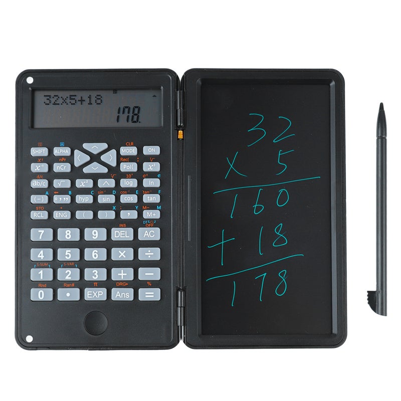 Scientific Calculator Two Row LCD Display Writing Tablet Sensitive Multifunction Desk Calculator for Office School - Image 1
