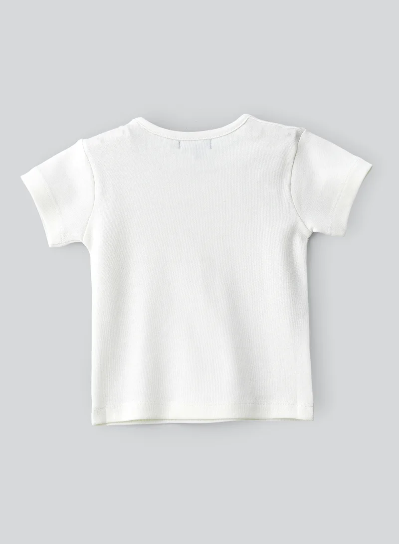 JAM Boys' White Sloth Pattern Cotton T-Shirt