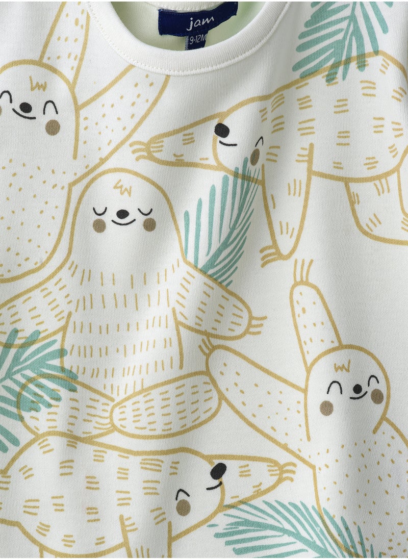 JAM Boys' White Sloth Pattern Cotton T-Shirt  - Image 3