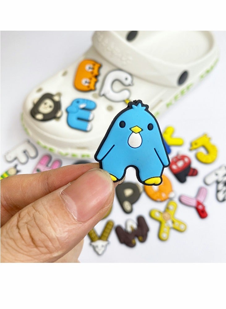 SOLARAE Shoe Charms for Croc Jibbitz, Cute Letter Animal Croc Charms, Cute Croc Accessories, Plastic Nurse Shoes Decorations for Adults Women Men Gifts Party Favor Birthday, 26 PCS - Image 1