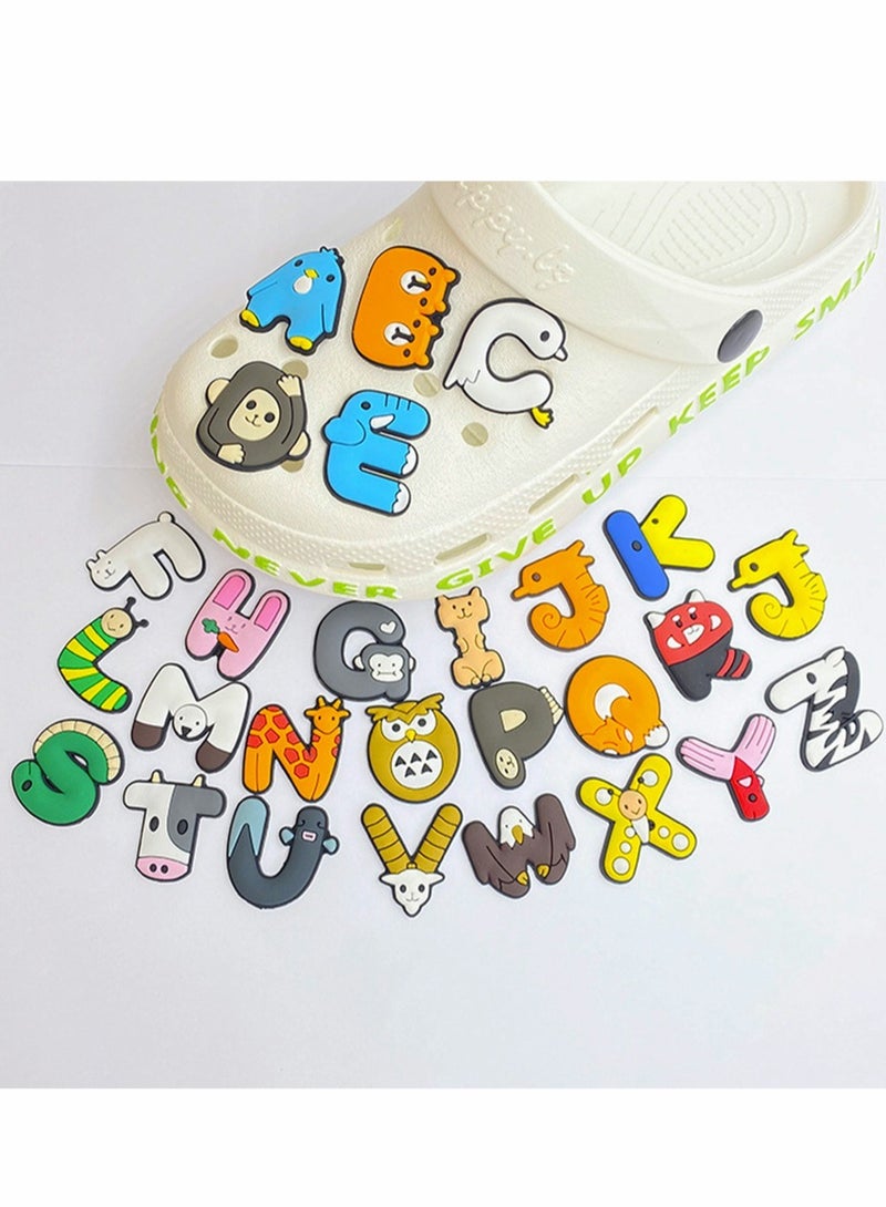 SOLARAE Shoe Charms for Croc Jibbitz, Cute Letter Animal Croc Charms, Cute Croc Accessories, Plastic Nurse Shoes Decorations for Adults Women Men Gifts Party Favor Birthday, 26 PCS - Image 2