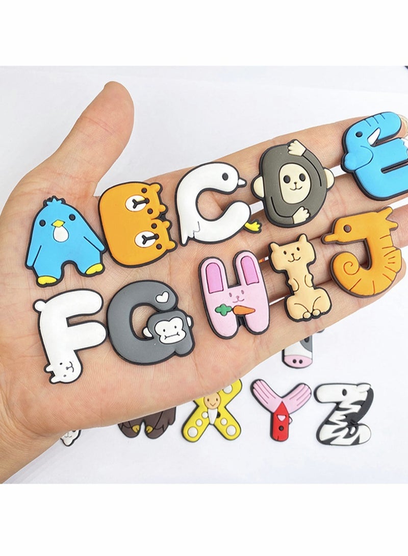 SOLARAE Shoe Charms for Croc Jibbitz, Cute Letter Animal Croc Charms, Cute Croc Accessories, Plastic Nurse Shoes Decorations for Adults Women Men Gifts Party Favor Birthday, 26 PCS - Image 4