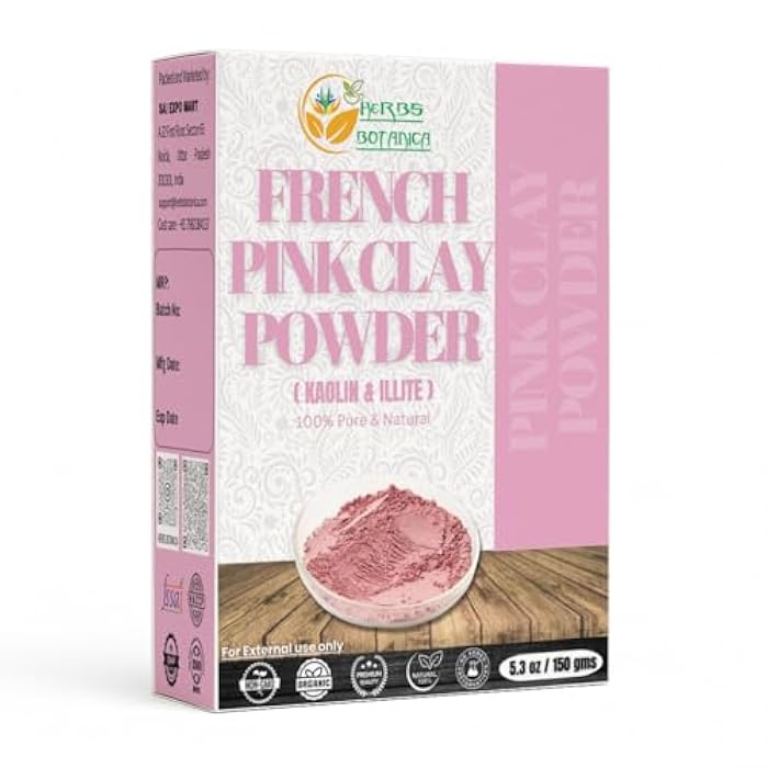Herbs Botanica French Pink Clay/Rose Clay Powder Montmorillonite Kaolin Clay Powder Healing Clay for Face Mask Skin Care Detox, For Soap Making Clay French Skincare150 gms / 5.3 oz - Image 1