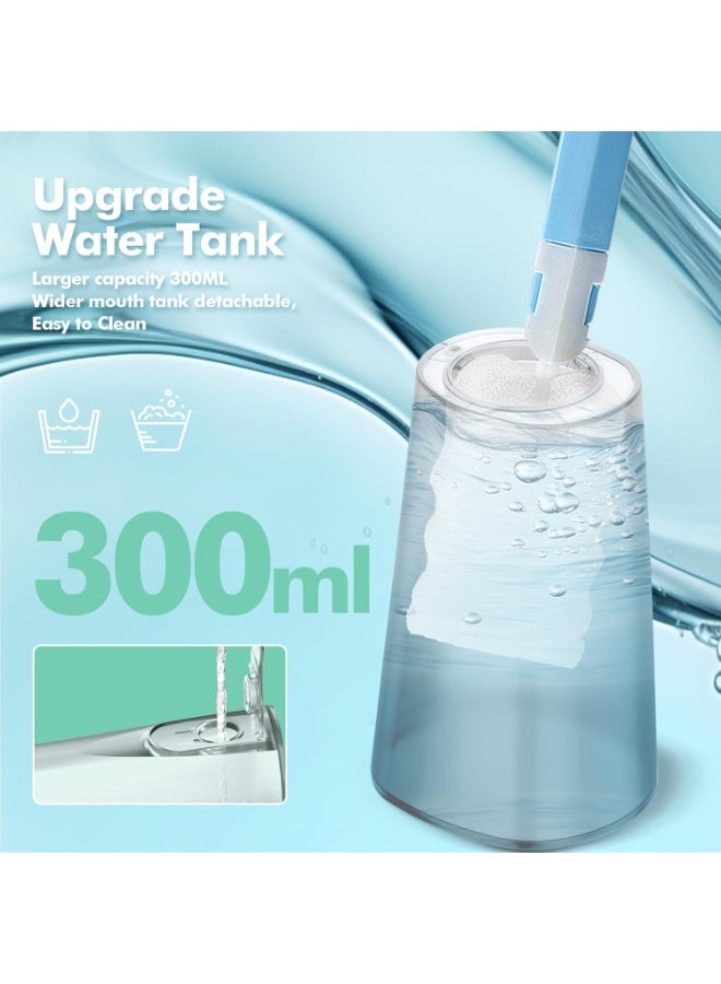 Bezvoi Water Flosser Teeth Pick: 5 Modes Cordless Water Dental Floss 300ML Portable Rechargeable IPX7 Waterproof Electric Water Flossing Cleaning Picks with 6 Jet Tips Oral Irrigator, Mint Green  - Image 4