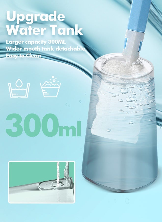 Bezvoi Water Flosser Teeth Pick: 5 Modes Cordless Water Dental Floss 300ML Portable Rechargeable IPX7 Waterproof Electric Water Flossing Cleaning Picks with 6 Jet Tips Oral Irrigator, Mint Green - Image 4