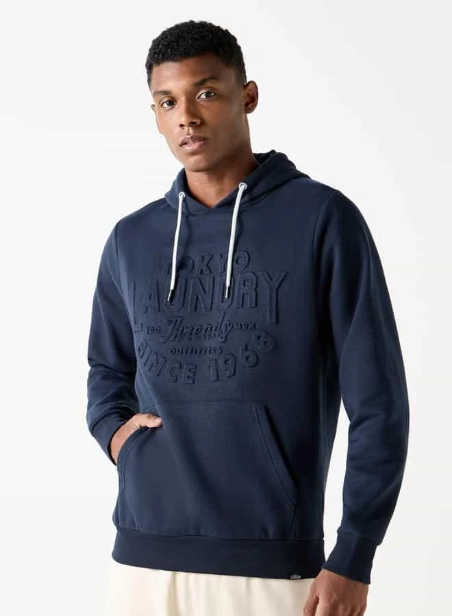 Splash FAV Embossed Hooded Sweatshirt with Long Sleeves and Kangaroo Pockets