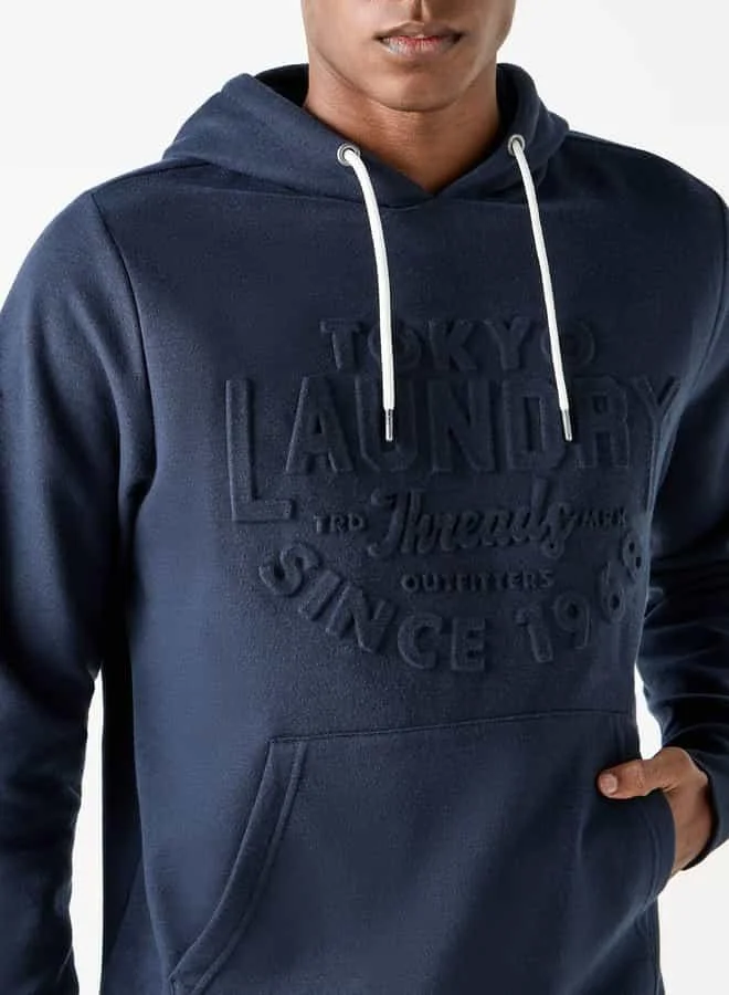 Splash FAV Embossed Hooded Sweatshirt with Long Sleeves and Kangaroo Pockets