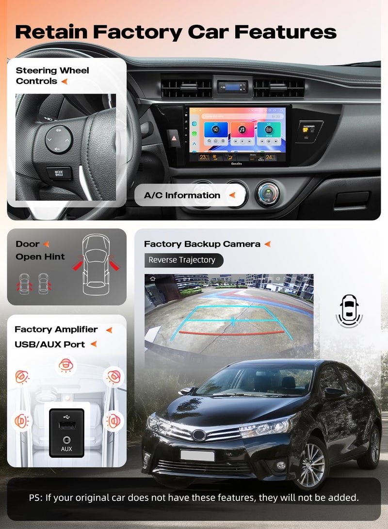 Dasaita Radio Upgrade G13 for Toyota Corolla 2014 2015 2016, Wireless Carplay, Android Auto, 10.2 Inch HD Touchscreen, GPS Navigation, 4G, WiFi, DSP, Qualcomm 665, 6GB+64GB, Android 13 - Image 3