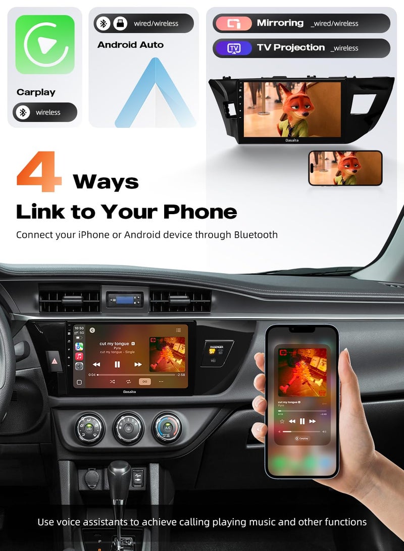 Dasaita Radio Upgrade G13 for Toyota Corolla 2014 2015 2016, Wireless Carplay, Android Auto, 10.2 Inch HD Touchscreen, GPS Navigation, 4G, WiFi, DSP, Qualcomm 665, 6GB+64GB, Android 13 - Image 5