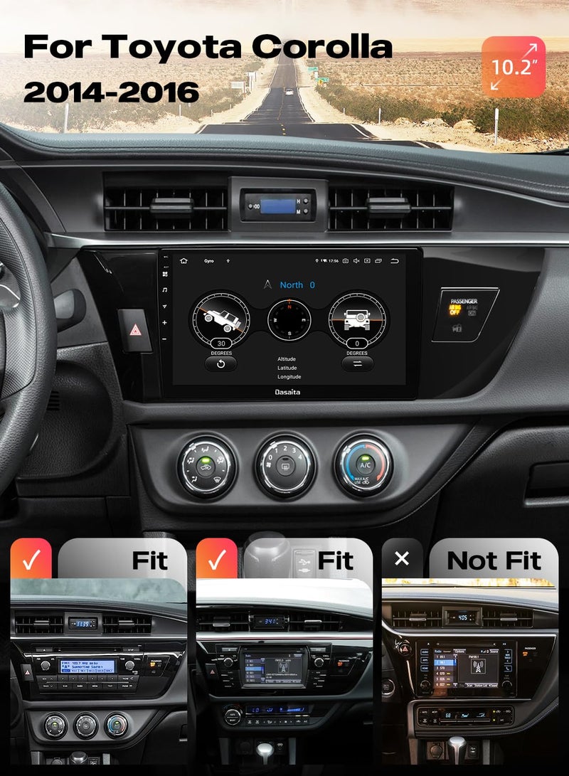 Dasaita Radio Upgrade G13 for Toyota Corolla 2014 2015 2016, Wireless Carplay, Android Auto, 10.2 Inch HD Touchscreen, GPS Navigation, 4G, WiFi, DSP, Qualcomm 665, 6GB+64GB, Android 13 - Image 2