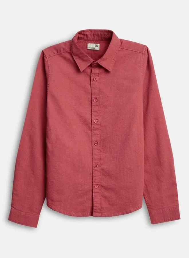 Bonkids Boy's shirts in regular fit cheary colour cotton fabric embellished pattern pull over closure woven weave type round collar type round neckline half sleeve length button down upper body wear type suitable for casual occasions – timeless style with a playful twist!