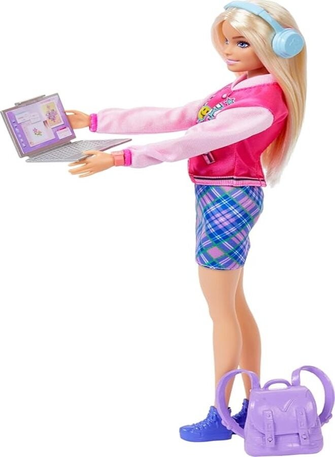 Barbie I Love School Doll & Accessories Toy Set, 7 Pieces Include Backpack, Laptop & More, Blonde Fashion Doll Wears Removable Look - Image 5