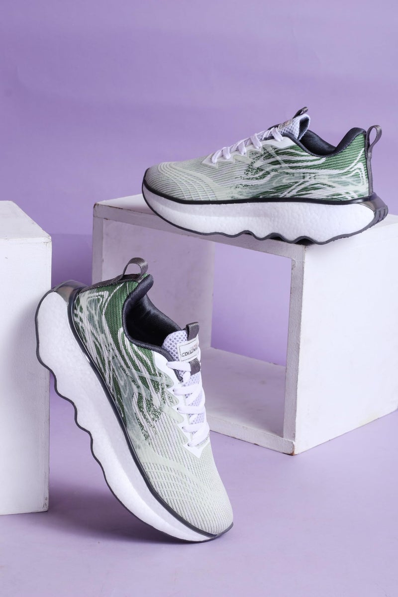 Columbus Viper Sports Shoes - Running Shoes|Walking Shoes| Training & Gym Shoe | Outdoors Shoe for Men (White & Olive), UK 8 - Image 2