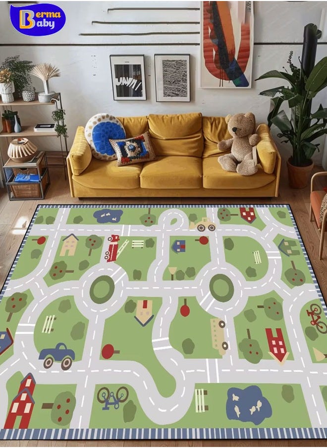 Berma Baby Baby Play Mat City Traffic Road Map Carpets for Living Room Car Track Bedroom Decoration Rug Children Kids Play Mat Non Slip Floor Mats  - Image 1
