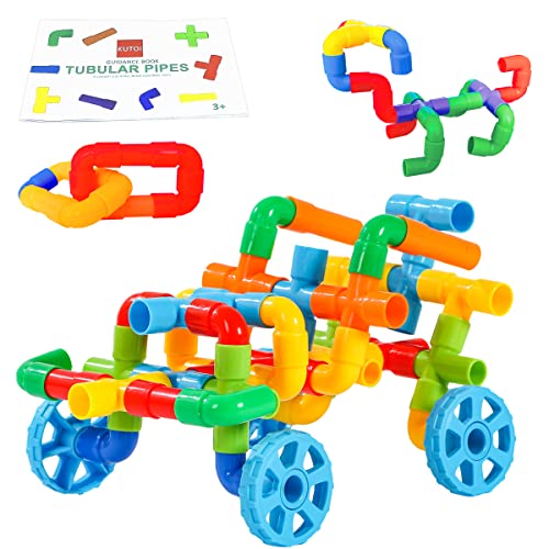 KUTOI Pipe Building Toys Early Learning Educational Tubular Pipes Kids Building Blocks STEM Toys for 3 Year Old Boys and Girls 72 Pcs Stim Toy Set - Image 1