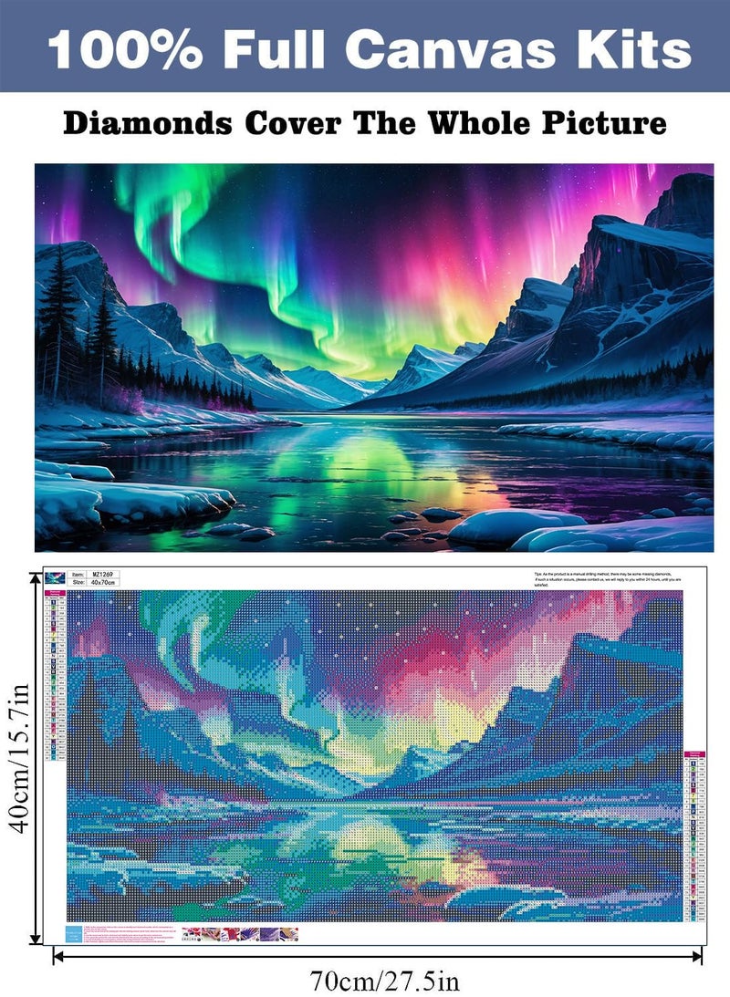 croshom Large Diamond Art Kits for Adults, Aurora Borealis Landscape Diamond Art Painting Kits for Adults, 5D DIY Full Drills Northern Lights Craft for Gifts, Home Wall Decor 15.7" x 27.6" - Image 4