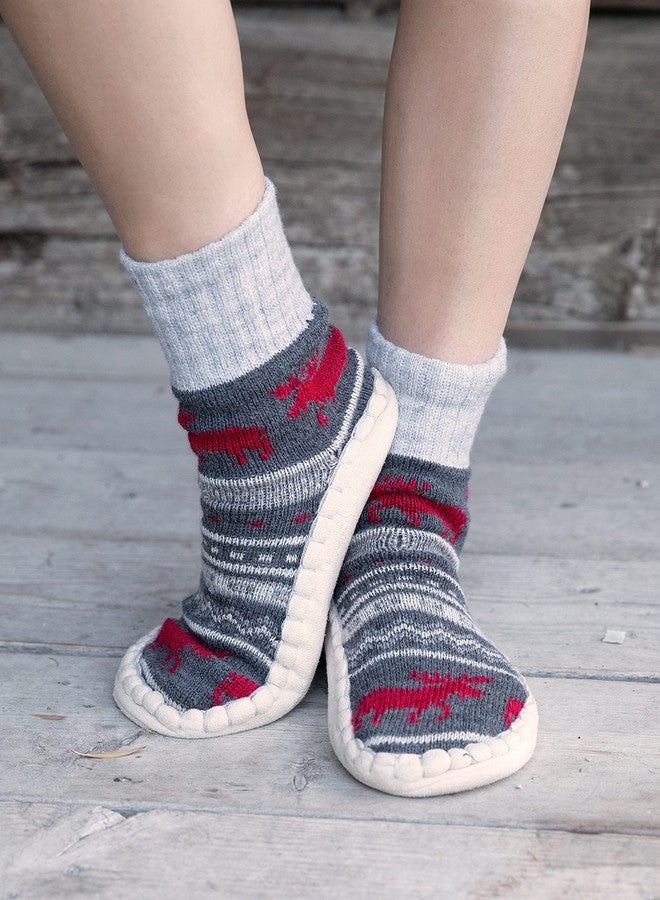 Lazy One Knitted Slippers, Cozy Slipper Socks for Women and Men (Cabin Moose, L/XL) - Image 4