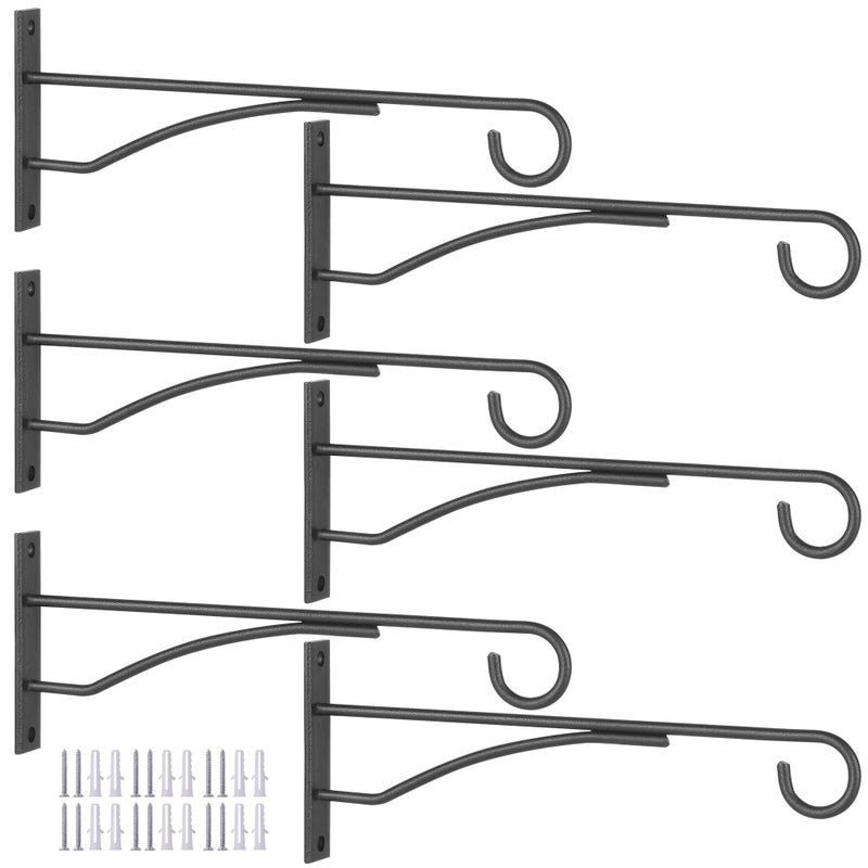 Eyrosa 8 Plant Hangers 6 Pack Hanging Plant Bracket for Wall Fence Porch Outdoor Indoor Metal Plant Hooks for Basket Flower Planter Feeder Lantern Wind Chime