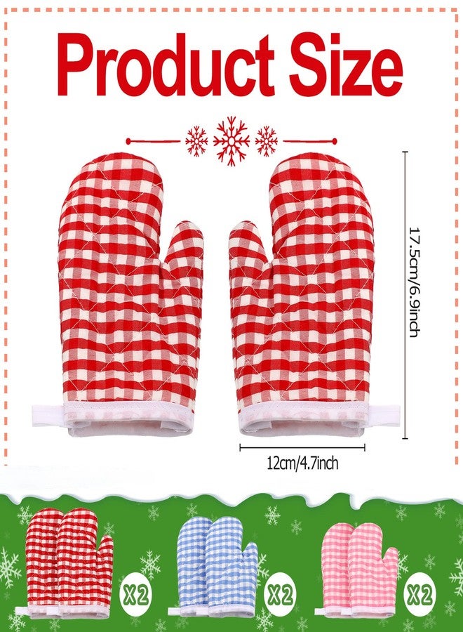 Remerry 6 Pair /12 Pcs Kids Oven Mitts for Play Kitchen, 6.8 x 4.7'', Thin Toddler Oven Mitts, Children Microwave Gill Glove for Safe Cooking Backing BBQ Griddle Game Accessories, Age 2-8(Red, Pink, Blue) - Image 2