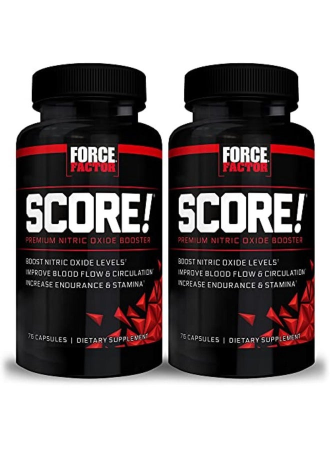 Force Factor - FORCE FACTOR Score!, 2-Pack, Nitric Oxide Supplement for Men, Nitric Oxide Booster with L-Citrulline and Tribulus terrestris to Improve Blood Flow and Enhance Performance, 152 Capsules - Image 1