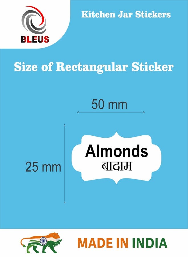 Bleus ملصقات برطمانات المطبخ من بلوس®، 200 قطعة | ملصقات فينيل مقاومة للماء، 25 × 50 مم | ملصقات تنظيم برطمانات المؤن والتوابل - Image 2