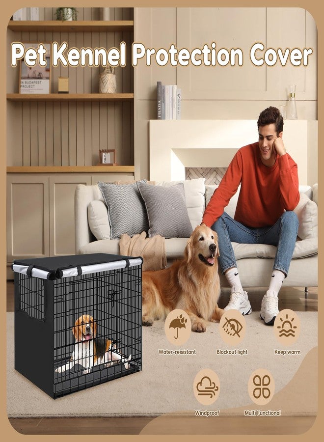 VINGVO Large Dog Crate Cover for Puppy Dog Cage, 49 Inch Heavy Duty Dogs Kennel Protection Cover with Mesh Windows, Puppy Cage Covers for Small to Large Dogs Indoor/Outdoor (43"X 29") - Image 2