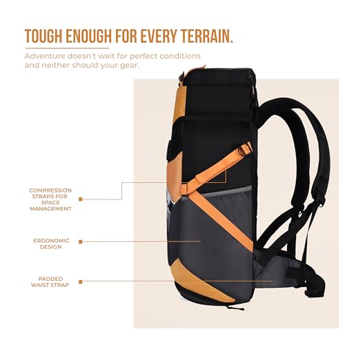 Gear Climb 45L Extra Large Water Resistant Rucksack/Travel bag/For Men & Women(Black - Yellow) - Image 5