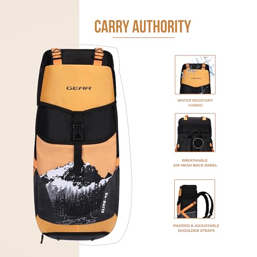 Gear Climb 45L Extra Large Water Resistant Rucksack/Travel bag/For Men & Women(Black - Yellow) - Image 4