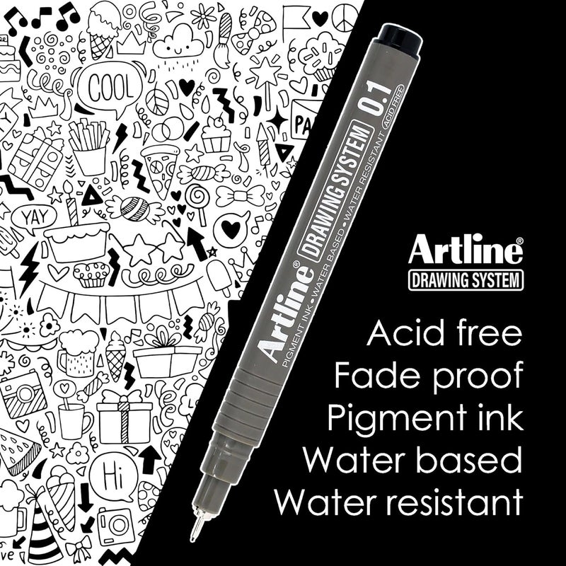 Art Line 230 قلم نظام الرسم، أقلام الرسم الفني للتخطيط، والتوضيح، والمزيد، 0.1 مم، 0.3 مم، 0.5 مم، و0.7 مم رؤوس دقيقة - أسود، عبوة 4 - Image 3
