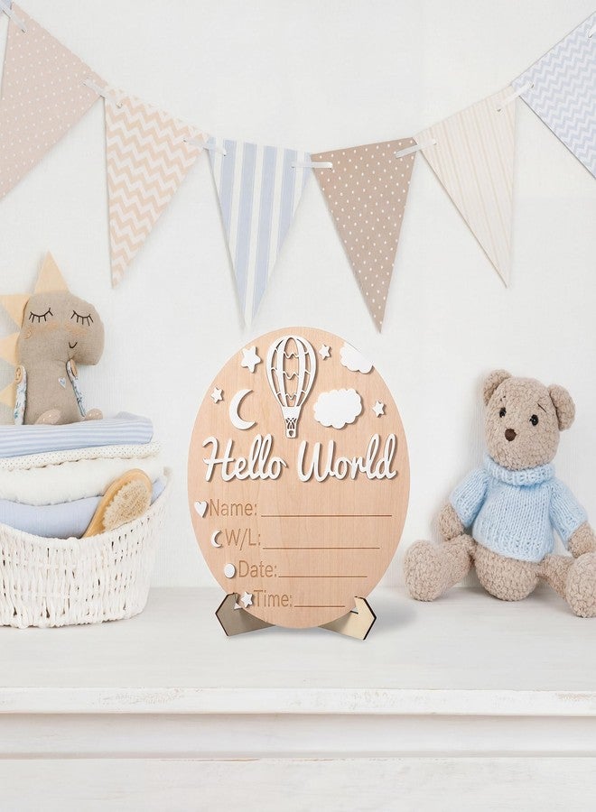 Fiwochic Baby Announcement Sign Set, 5.9 Inch Wooden Gender Reveal It's a Boy & Girl & Hello World Sign 3D Hot Air Balloon Design Newborn Board Plaque Pen for Hospital Shower Photo Props Nursery - Image 5