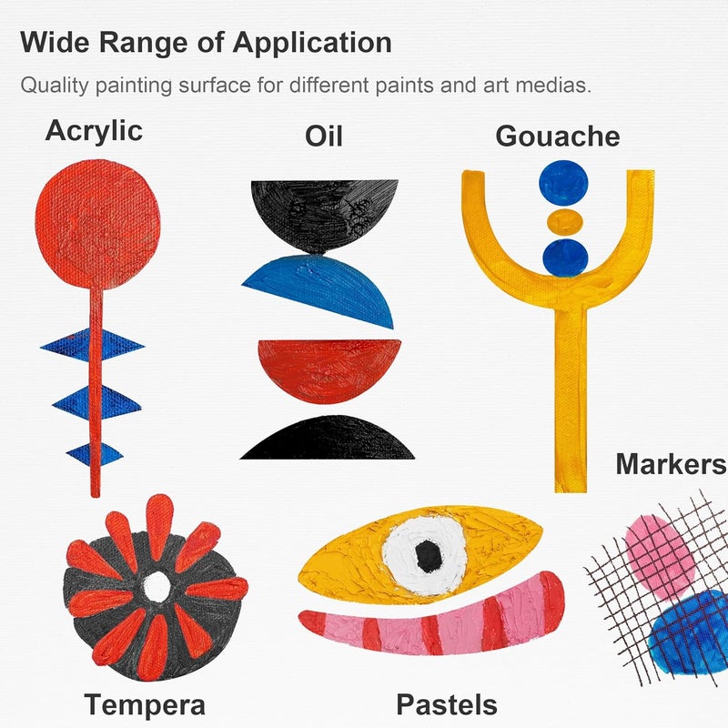 Phoenix Painting Canvas Panels 9x12 Inch, 16 Bulk Pack - 8 Oz Triple Primed 100% Cotton Acid Free Canvases for Painting, White Blank Flat Canvas Boards for Acrylic, Oil Paints - Image 2