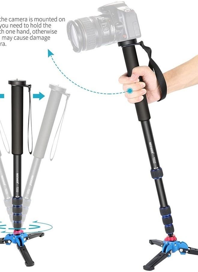 Neewer - Extendable Camera Monopod with Removable Foldable Tripod Support Base:Aluminum Alloy,20-66 inches/52-168 Centimeters for Canon Nikon Sony DSLR Cameras,Payload up to 11 pounds/5 kilograms - Image 1