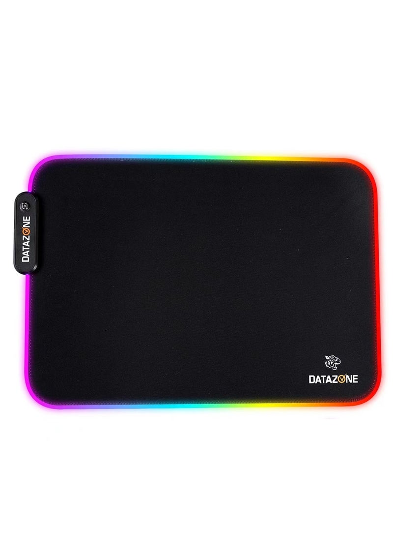 Datazone RGB Gaming Mouse Pad with 15 Lighting Modes and One-Touch Control – 350×250 Mm  – Waterproof Surface and Non-Slip Rubber Base – USB Powered – Perfect for Office and Gaming - Image 1