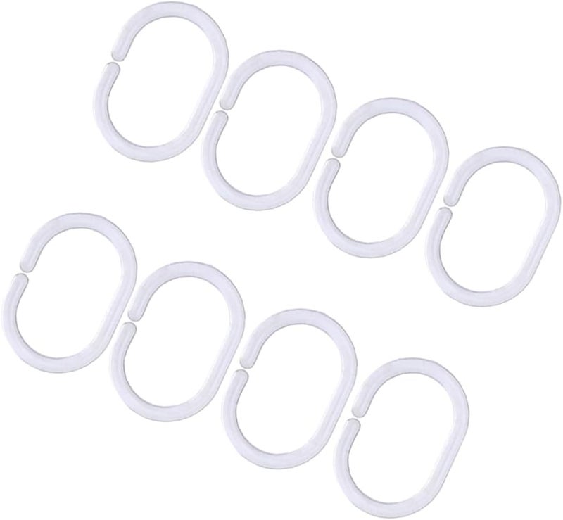 Plastic C Shaped Shower Curtain Hooks 60 Pack Rustproof Easy Glide Bath Rings - Image 1