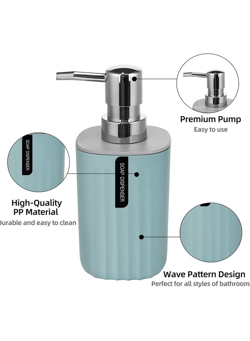 Bathroom Accessories Set 4 Piece Bath Ensemble Includes Trash Can, Soap Dispenser, Toothbrush Holder, Toothbrush Cup for Decorative Countertop and Housewarming Gift, Blue  - Image 4