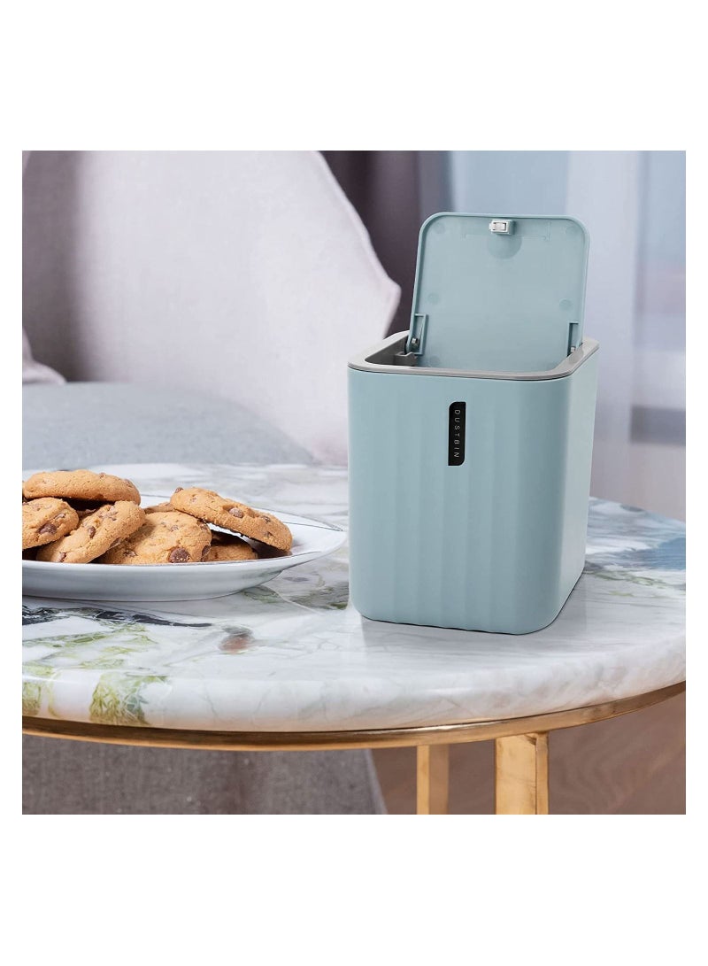 Bathroom Accessories Set 4 Piece Bath Ensemble Includes Trash Can, Soap Dispenser, Toothbrush Holder, Toothbrush Cup for Decorative Countertop and Housewarming Gift, Blue  - Image 5