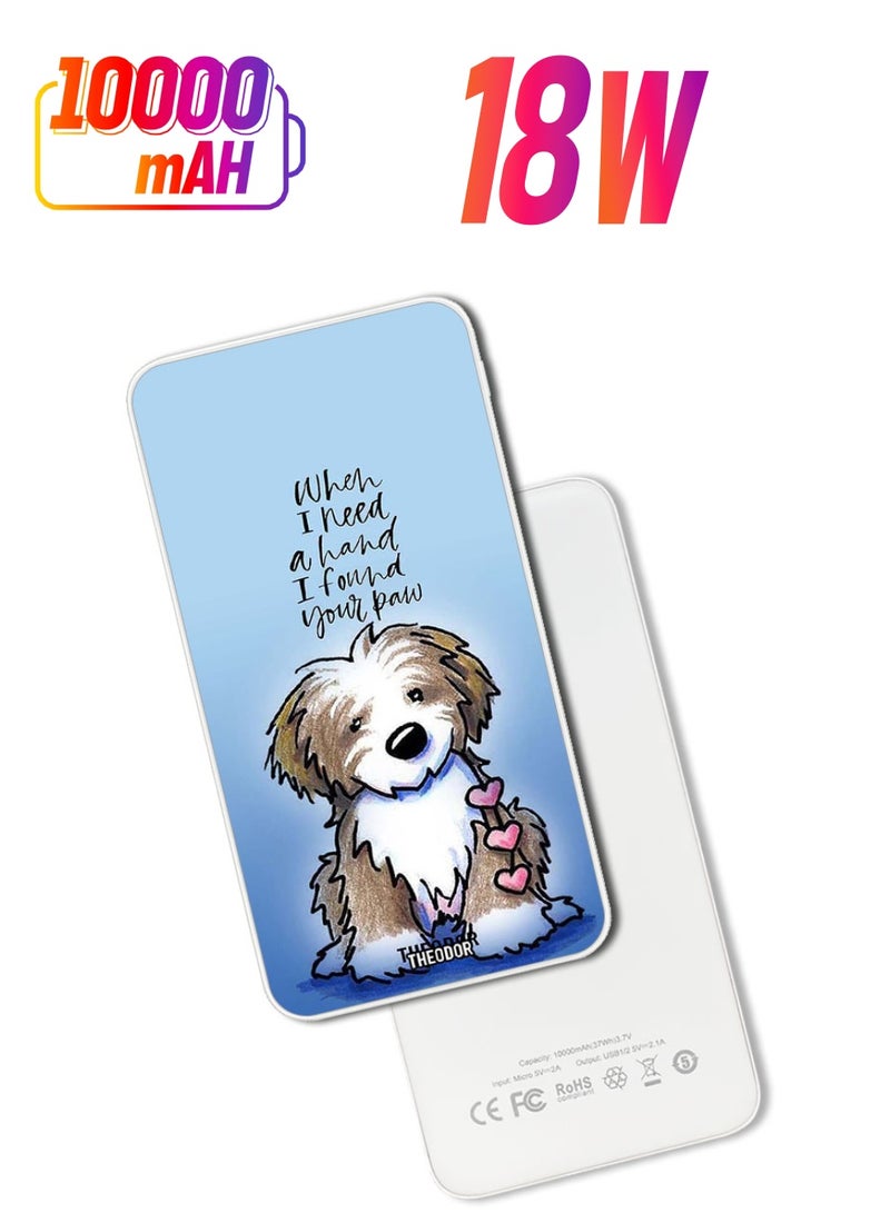 Theodor 10,000 mAh Super Fast Charging Ultra Compact Power Bank with Quick Charge & Power Delivery, Portable Charger For iPhone and Android Found Your Paw - Image 1