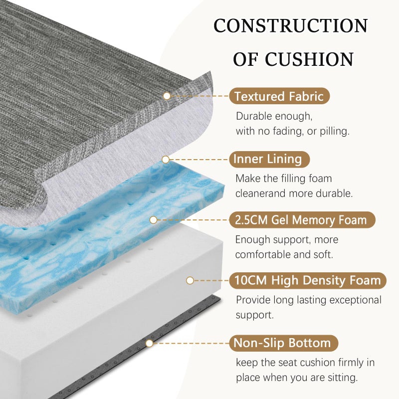 baibu Gel Memory Foam Recliner Cushions with Lumbar Support Pillow for Elderly, 20x20x5 Inch Thick Dual-Layer Patent Design Non-Slip Seat Cushion for Recliner Chair for Reduce Hip & Lumbar Pain, Grey - Image 4
