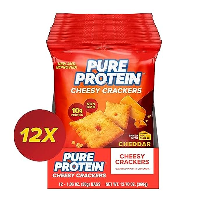 Pure Protein Cheesy Crackers, Cheddar, High Protein Snack, 10G Protein, 1.06 Oz (Pack of 12) - Image 3