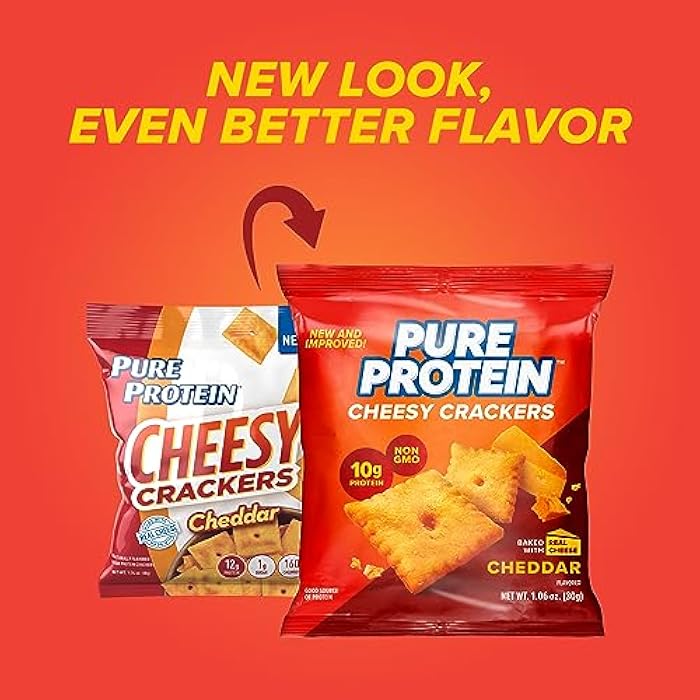 Pure Protein Cheesy Crackers, Cheddar, High Protein Snack, 10G Protein, 1.06 Oz (Pack of 12) - Image 4