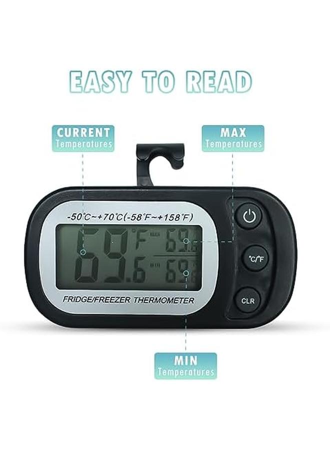 OneNine Refrigerator Thermometer 2Pcs Waterproof Fridge Thermometer Digital Freezer Room Thermometer With Max Min Record Function Large Lcd Display And Magnetic Back For Kitchen Home Restaurants - Image 3