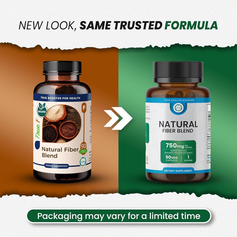 TRUEMED Natural Fiber Blend Supplement  Promotes Digestive Health Cholesterol Balance Cardiovascular Wellness  Psyllium Husk Chia Seed Flax Seed  750mg Organic Fiber Blend - Image 2