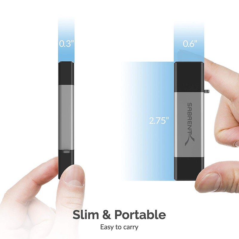 SABRENT SD Card Reader, High-Speed USB C to Micro SD Card Adapter, USB 3.0 OTG Dual Slots Memory Card Reader & 3.0 OTG â€“ High Speed Micro SD Card Reader for SD, SDHC, SDXC, MMC, T-Flash (CR-BCA2) - Image 5