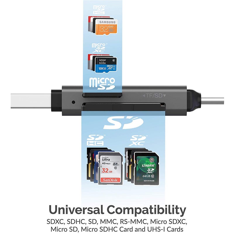 SABRENT SD Card Reader, High-Speed USB C to Micro SD Card Adapter, USB 3.0 OTG Dual Slots Memory Card Reader & 3.0 OTG â€“ High Speed Micro SD Card Reader for SD, SDHC, SDXC, MMC, T-Flash (CR-BCA2) - Image 4